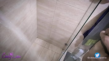 Preview 1 of Micha Brooks Porn - My boss wife caught us fucking with a hidden cam in the shower!