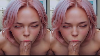 Preview 1 of Masaj At Home - VR AI generated pink hair naked girl