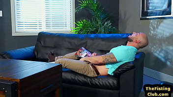 Preview 1 of Bangladesh Kucom Ses Comilla Sex - Tattooed stud gets sucked off and fisted by bearded top