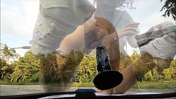 Preview 2 of Mom Confuse Son - Cowgirl on the hood of the car,  orgasm
