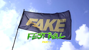 Preview 1 of Cum Monitor - FAKEhub - Girlfriend cheats at music festival with security and another party goer for hot British threesome outdoors with Victoria May and Honour May