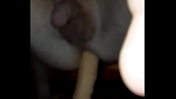 Preview 2 of Mon And Son Faking - Riding a huge dildo anal