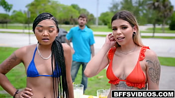 Preview 2 of My Mom No Panties - Best friends Lina Flex,  Marley Madden,  and Clara Trinity decide to sell some lemonade with no luck,  they decided to seduce some guys.