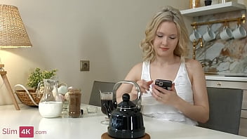 Preview 1 of Lubov Aksenova - Blonde teen instead of coffee enjoys ardent sex with BF