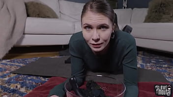 Preview 2 of Big Black Cock Grup Sex - Blond slave girl degrades herself by bobbing for her dom&#039_s piss soaked socks and puke on dildos from his ass