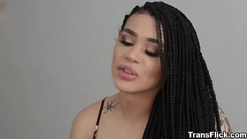Preview 1 of Xxx Ww Xxx - transflick.com - Three friends Angelina Please Eva Maxim and Spencer Bradley start making out in bed enjoying a hot threesome fuck sesh