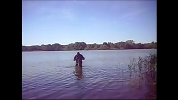 Preview 3 of Sexy Romantk Fuck - 087 Swimming with PVC suit in the lake