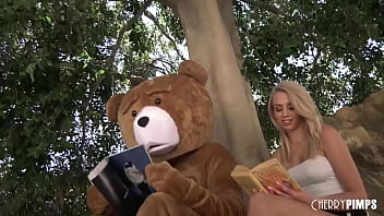Preview 1 of Piss Drinking And Puking - Blonde Cutie Madison Summers Loves Her Furry Teddy Bear So Much She Lets Him Fuck Her Doggystyle!