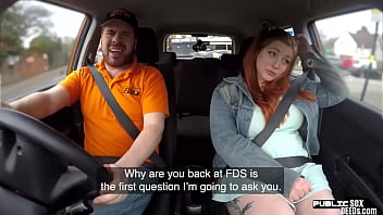 Preview 1 of Young Indgo - Curvy ginger inked babe publicly fucked in car by instructor