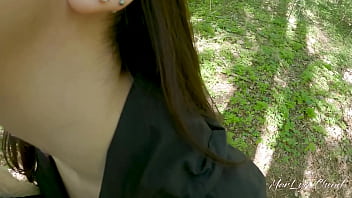 Preview 1 of Swingers Cry - Beautiful Babe Gives Quick Blowjob in The Woods - MarLyn Chenel