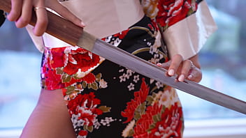 Preview 1 of Mom Dad Son Aunt - Skinny Samurai Dancer Lia Lin Takes a Hard Ass Pound GP2339