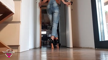 Preview 1 of Sturrnig Sex - nippleringlover hot jeans high heels pierced pussy hot asshole big nipplerings chains huge pierced nipples