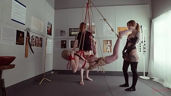 Preview 4 of C Azotes - Submissive bondage puppet Rebel Rhyder sucks cock and eats ass in a demented threesome game