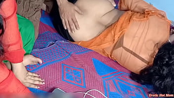 Preview 1 of Scarlett Johansson Xnxx - Desi Couple Netu and Hubby xxx 3some with Desi Sara including handjob and Doggystyle pussy fucked hard with slap after playing with her ass
