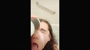Preview 3 of Black Woman Rapes White Boy - Trans girl playing with cum in the bath! (-CutieSan)