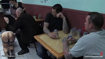 Preview 1 of Ggg Sperm Orgy - Dirty babe fucked in public restaurant