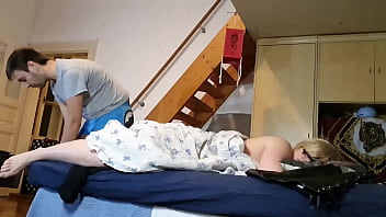 Preview 3 of Bp Wxx - Pervert stepson jerking off to his Mother&#039_s feet secretly