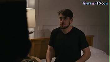 Preview 1 of Agressive Verbal Top Thug - Busty big tits TS MILF barebacked by deepthroated BF