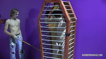 Preview 3 of Hq Xxx Xis - Caged twink Thomas gets tormented by Kayden