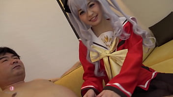 Preview 2 of Dog Stills Sexxx - Giving a confident hand job in cute student uniform,  but she gets so excited when she changes into a ladylike uniform and her body gets so hot that she starts to masturbate while giving a hand job!