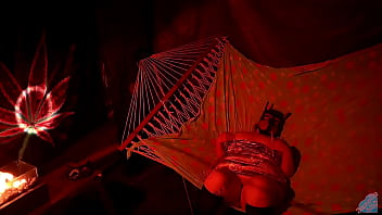 Preview 2 of Sunny Leone Sexbfopen - Getting frisky in a tent fingering her wet hole in a hammock