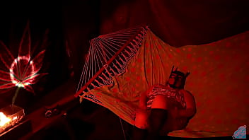 Preview 1 of Sunny Leone Sexbfopen - Getting frisky in a tent fingering her wet hole in a hammock
