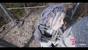 Preview 3 of Xxmc Xxmc - Caught while wild public sex on a ruine - POV,  tattoo couple,  split tounge blow job - punk,  goth