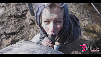 Preview 4 of Xxmc Xxmc - Caught while wild public sex on a ruine - POV,  tattoo couple,  split tounge blow job - punk,  goth