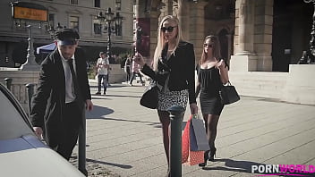Preview 1 of Orijnal Xxx Videos - Limo Chauffeur&#039_s Thick Shaft Gets Driven by Two Leggy Bombshells Kayla Green &amp_ Angelina Brill