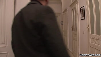 Preview 2 of Blackmail Student Teacher - Old husband watching blonde wife riding another cock
