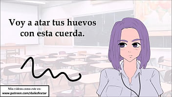 Preview 3 of Yan Gal - JOI con la profesora. Castigando tus pelotas (cuerda).