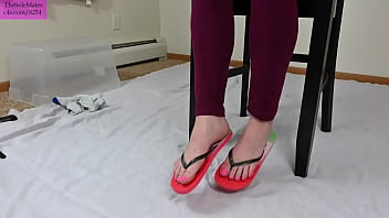 Preview 4 of Daughter Bed Xxx - TSM - Venus dangles her flip flops