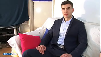 Preview 1 of Lawu Xvideos - Beatiful male in suit trouser gets wanked huge hard dick by guys: Alex