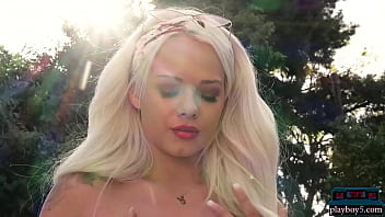 Preview 4 of Findporn Tubr - Playboy5.com - Petite teen Elsa Jean outdoor striptease for Playboy showing her tight body