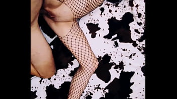Preview 3 of Sleeping Mom Sxe Son - A wife in an erotic fishnet bodysuit beautifully spreads her legs