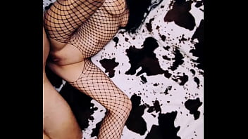 Preview 1 of Sleeping Mom Sxe Son - A wife in an erotic fishnet bodysuit beautifully spreads her legs