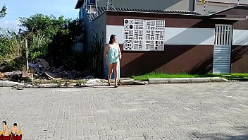 Preview 4 of Bbw Solow - Wife goes outdoor wearing towel and piss naked