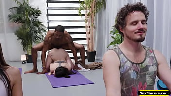 Preview 3 of Breasted Sluts All Wet - SexSinners.com - Black yoga teacher fucks petite student