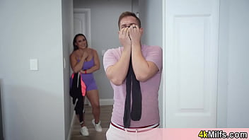 Preview 1 of Shaved Big Boobs - I cant stop sniffing stepmoms pantyhose