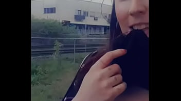 Preview 3 of Abby Rein - REAL teen amateur Hanna Drowzee sexy masturbating and flashing IN PUBLIC! Random stranger WALKS IN on the end!