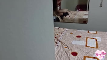 Preview 1 of Boor Choad Video - Espiando teniendo cibersexo con su novio pero termino destrozando su culo a cambio de no decir nada a nuestros papas