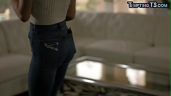 Preview 1 of New Porn Gill And Black Dick - Busty trans beauty barebacking bf in duo after seduction