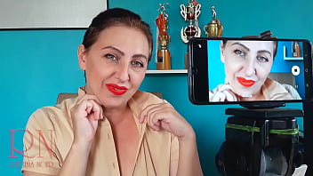 Preview 4 of Thtee Girls - Lips teasing with red lipstick. Red lipstick kissing teasing by Regina Noir.