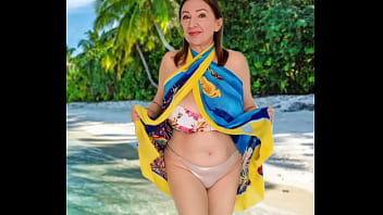 Preview 1 of Sanil Leeo - Beach Beats: Granny With Huge Tits Sexy StripDance Delight