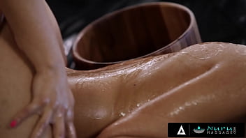 Preview 2 of Red Lip Blowjob - NURU MASSAGE - Sexy Lesbian Roommates Experiment A Body Sliding Massage