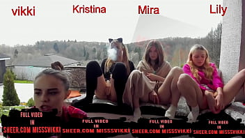 Preview 3 of Xxx Hit Hot Com - 4 pussies get turned on by mountain air and fuck Misss Vikki