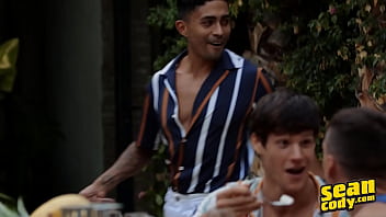 Preview 1 of Belle Claire Gloryhole - Tom Can&#039_t Resist Justin&#039_s Tight Swimsuit Gives Him A Nice Morning Fuck Facial - Sean Cody