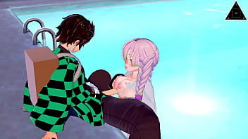 Preview 1 of Tongue Kissing Femdom - KOIKATSU TANJIRO MITSURI DEMON SLAYER,  have sex anime uncensored... Thereal3dstories