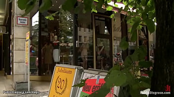 Preview 1 of Indian Desi Sex Massage - Naked blonde bound in shop window
