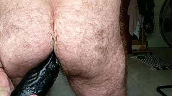 Preview 3 of Chinese Boy Sleeping - Big Black Dildo in my Ass in reverse balls first.